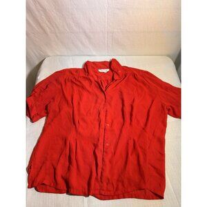 Vintage Lady Steffy Red Button Front Blouse Size 44 Short Sleeve Kathy Comelli